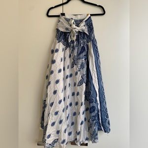 Blue and White Maxi Wrap Skirt / Cover-Up